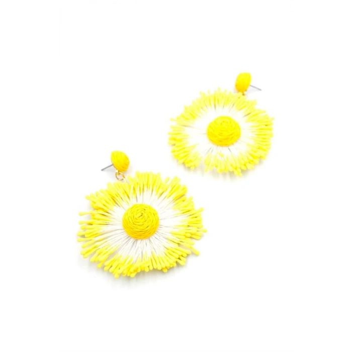 Güneş Hasır Küpe - Sarı