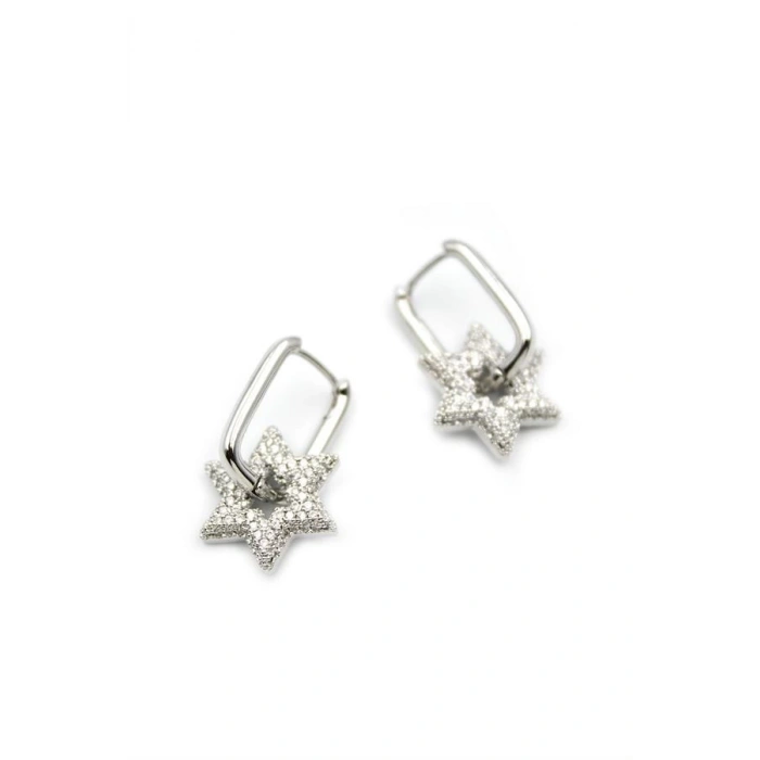 Halka Yıldız Küpe - Gümüş