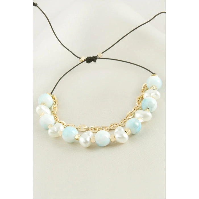 İnci Boncuk Zincirli Bileklik