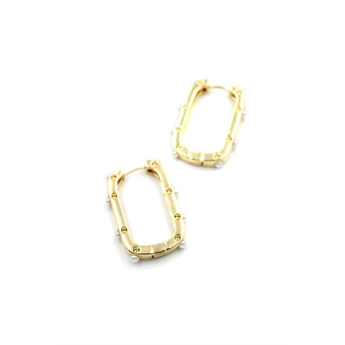 İncili Halka Küpe - Altın