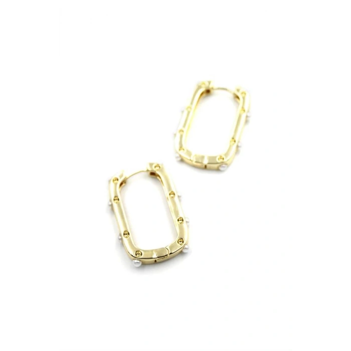 İncili Halka Küpe - Altın