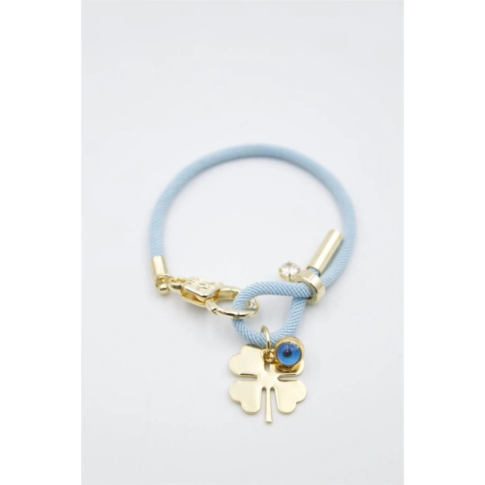 İpli Yonca Bileklik - Açık Mavi