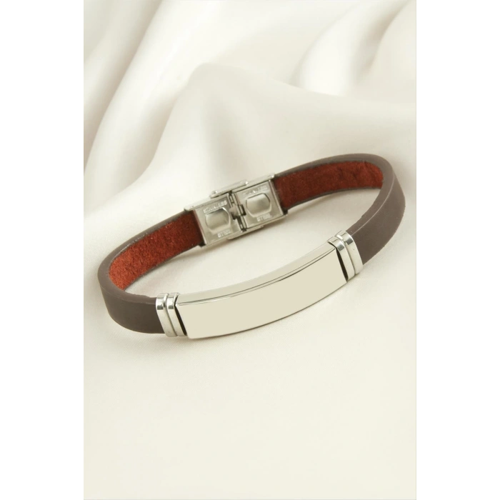 İsim Yazılabilir Deri Çelik Bileklik