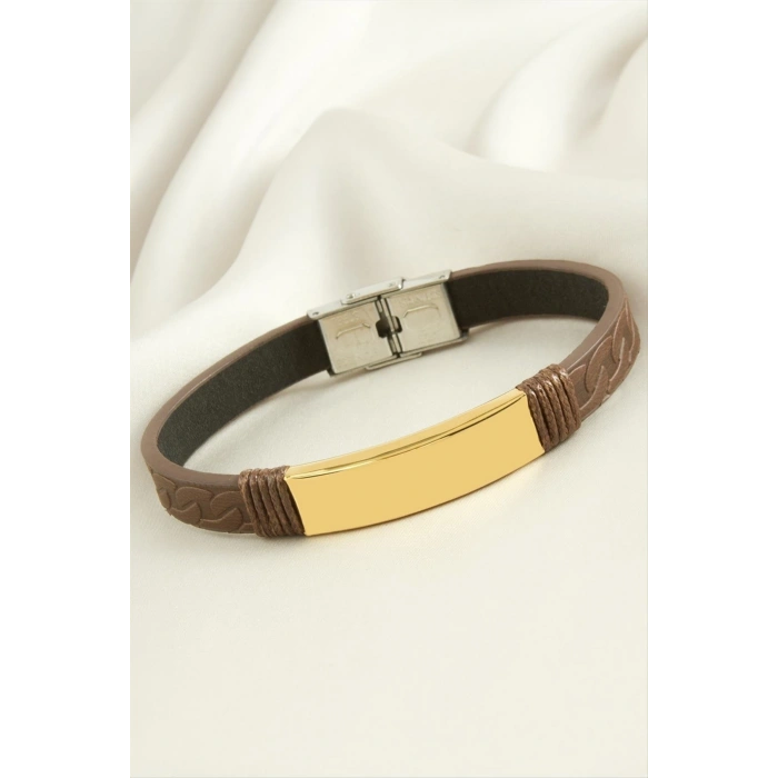 İsim Yazılabilir Deri Çelik Bileklik