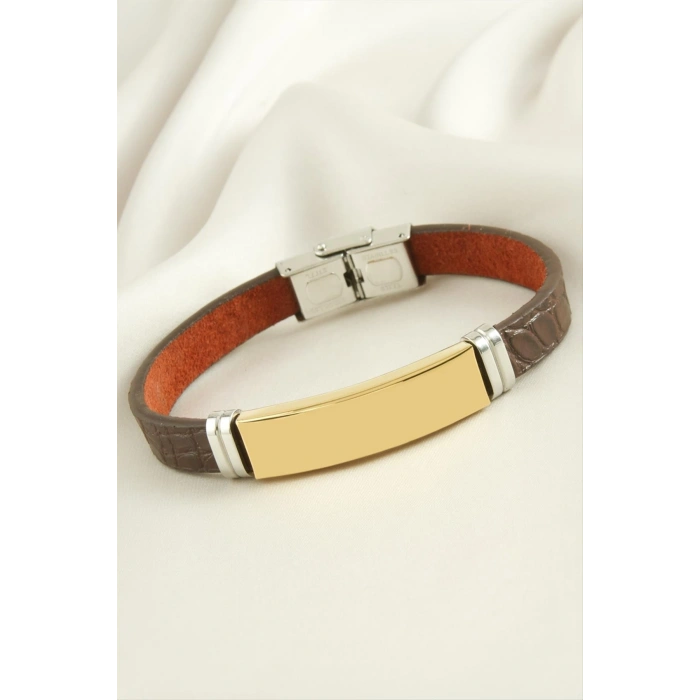 İsim Yazılabilir Deri Çelik Bileklik