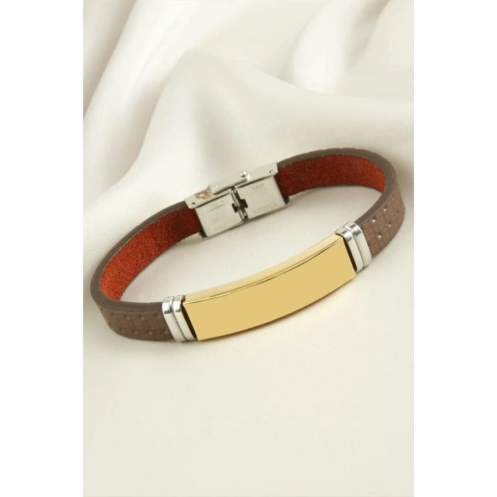 İsim Yazılabilir Deri Çelik Bileklik