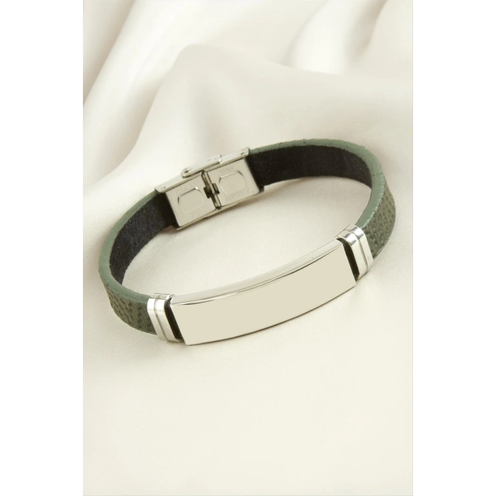 İsim Yazılabilir Deri Çelik Bileklik