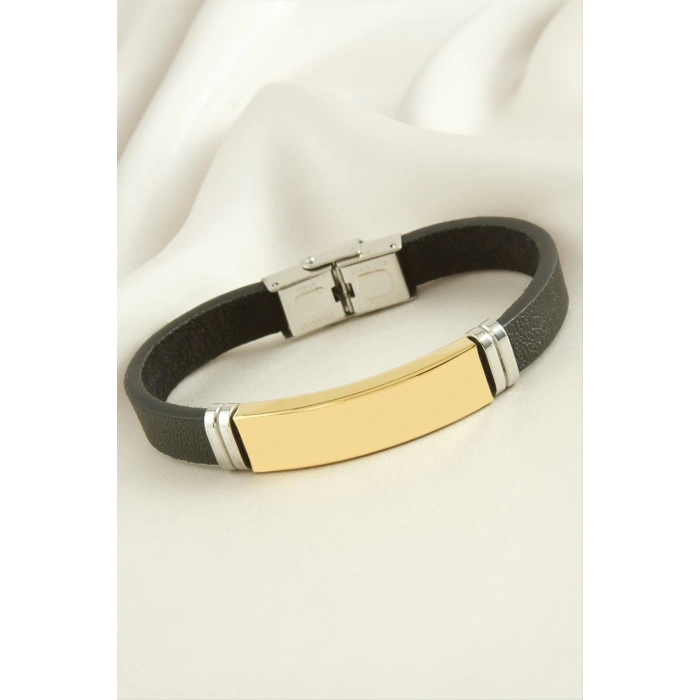 İsim Yazılabilir Deri Çelik Bileklik