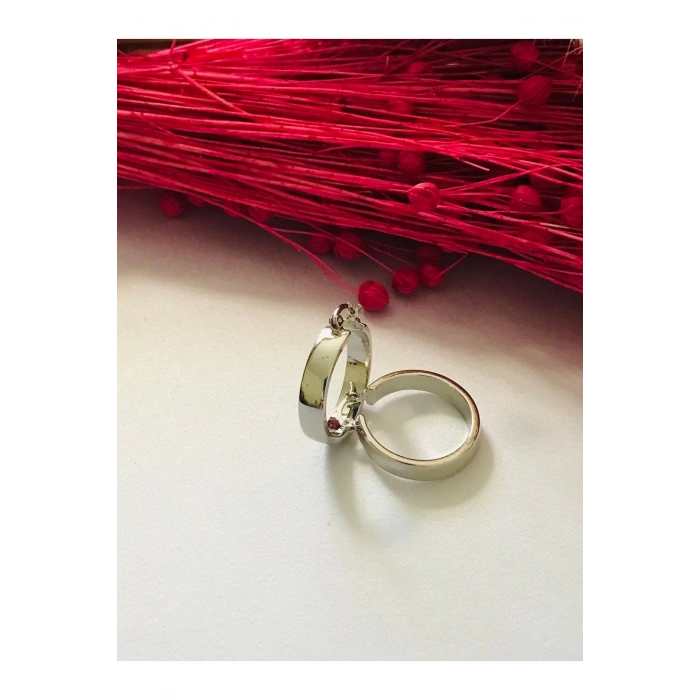 Kalın Halka Küpe Gümüş Rengi