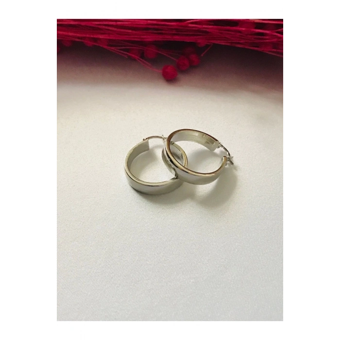 Kalın Halka Küpe Gümüş Rengi