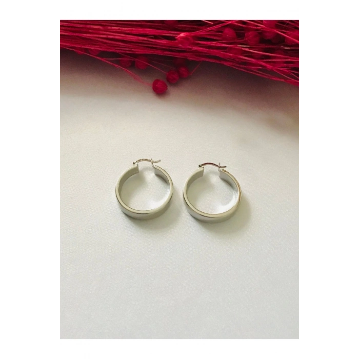 Kalın Halka Küpe Gümüş Rengi