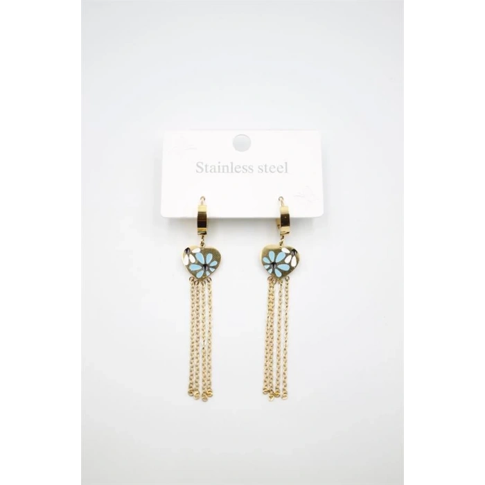 Kalp Çiçek Küpe - Altın