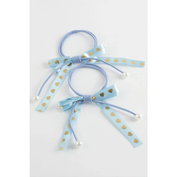 Kalp Fiyong İnci Lastikli Toka 2 Adet