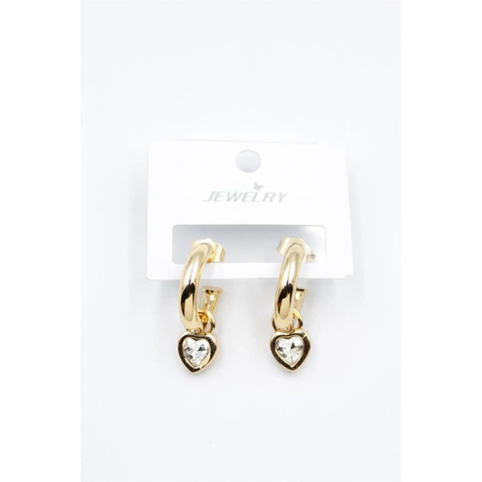 Kalp Halka Küpe - Beyaz