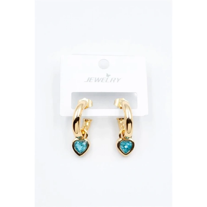 Kalp Halka Küpe - Turkuaz