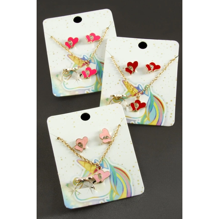 Kalp Mineli Set Kolye