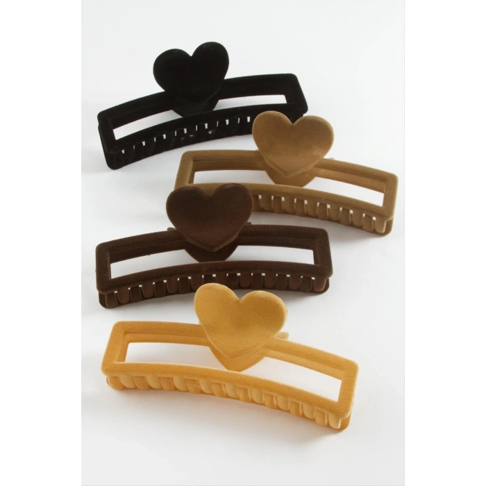 Kalp Renkli Kadife Mandal Toka 13 cm