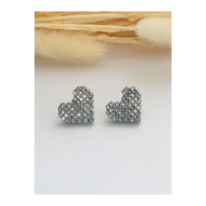 Kalp Tasarım Kristal Küpe