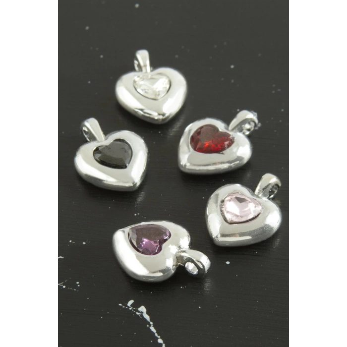 Kalp Zirkon Taşlı Tek Kulplu Aparat 1 Adet