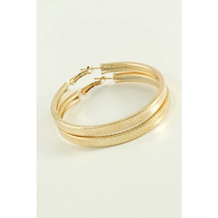 Kare Baklava Desenli Halka Küpe 5,5 cm