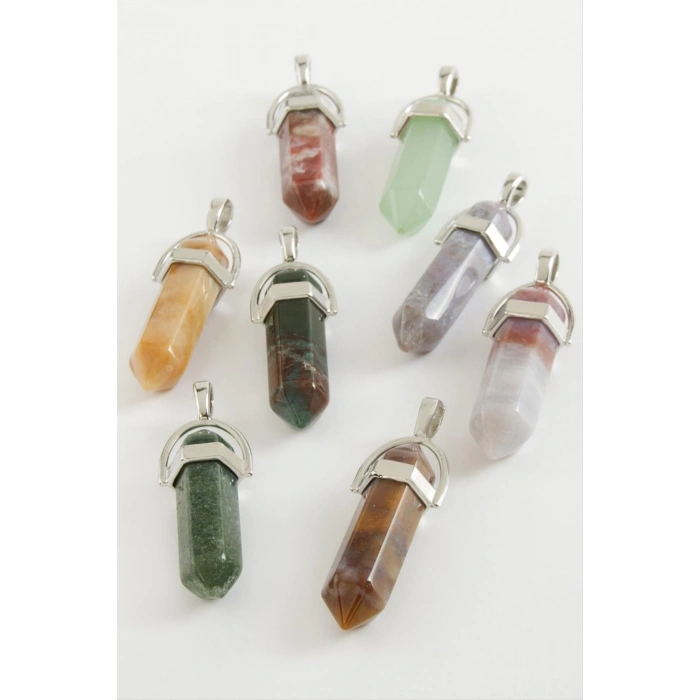 Karışık Akik Point Kolye Ucu