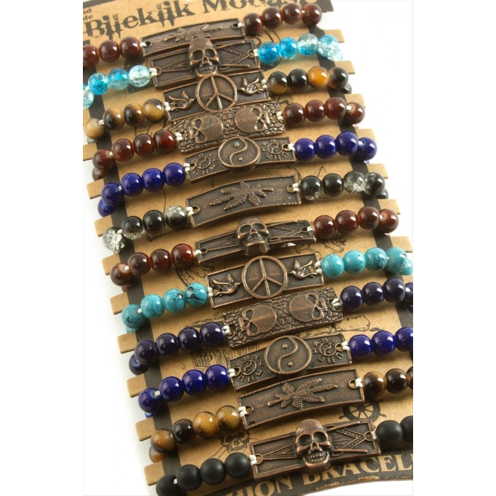 Karışık Aparatlı Cam Taş Makrome Örgü İp Bileklik