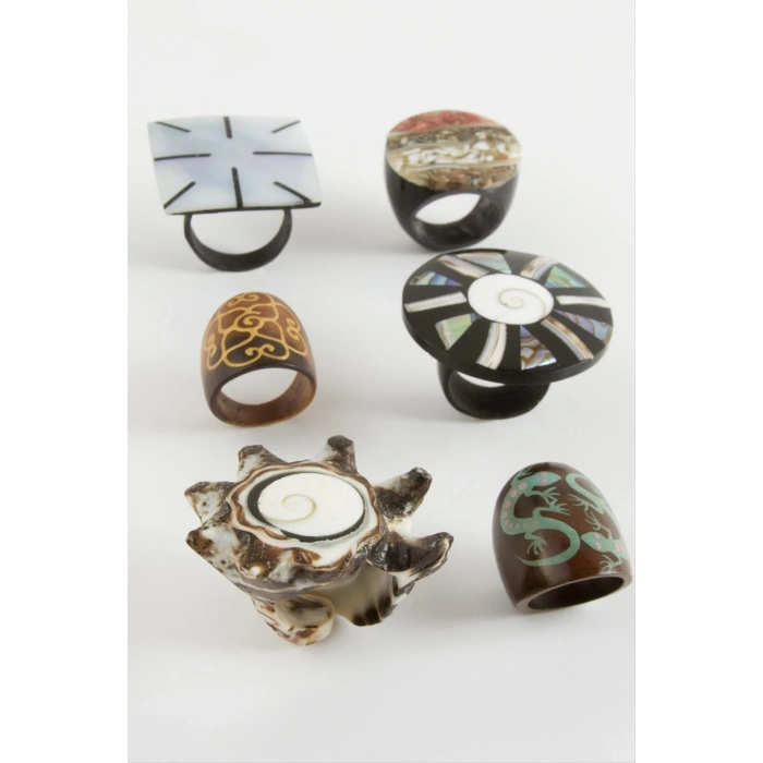 Karışık Deniz Kabuğu Sedef Yüzük