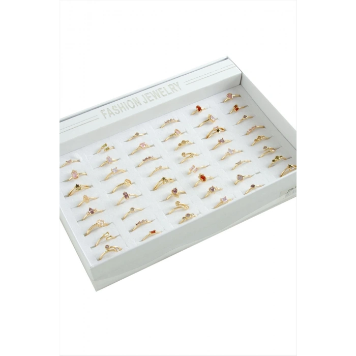 Karışık Zirkon Taşlı Lüks Çelik Yüzük