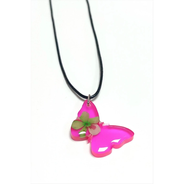 Kartopu Çiçeği Kelebek Epoksi Kolye