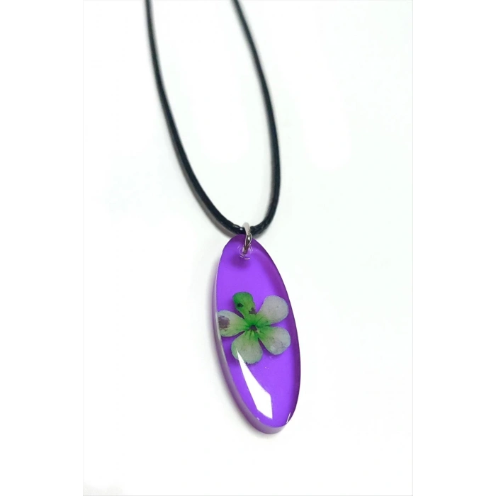 Kartopu Çiçeği Oval Epoksi Kolye