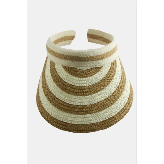 Kasketli Hasır Plaj Şapkası