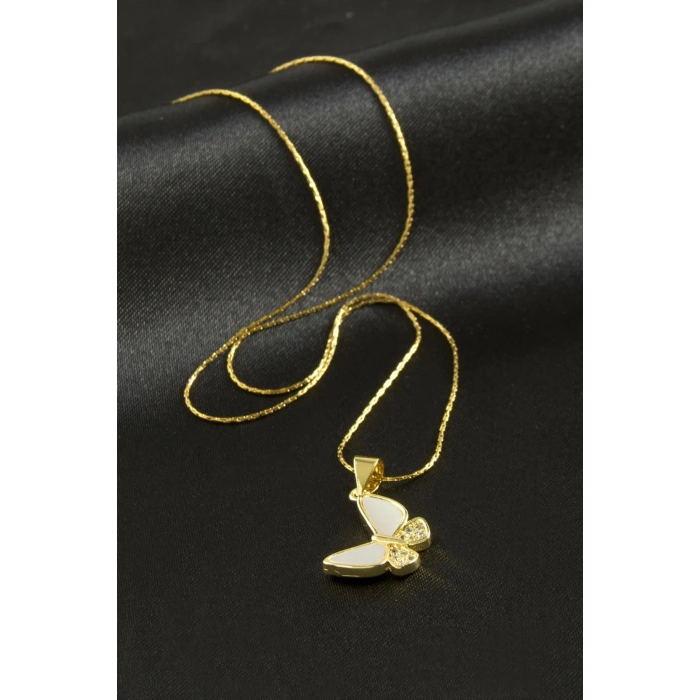 Kelebek Sedef Lüks Çelik Kolye