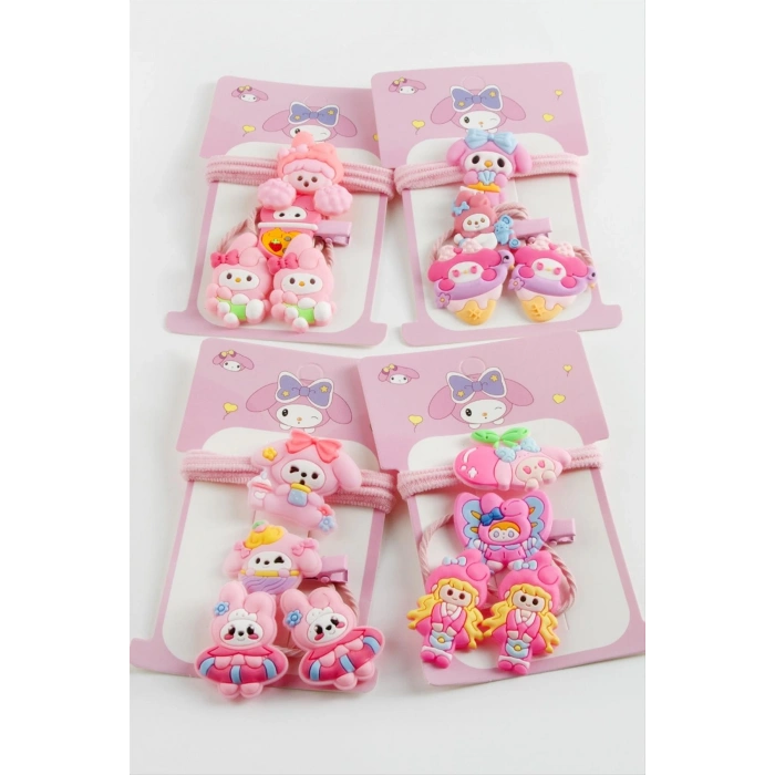 Kız Çocuk Pens Lastikli Toka 4 Adet