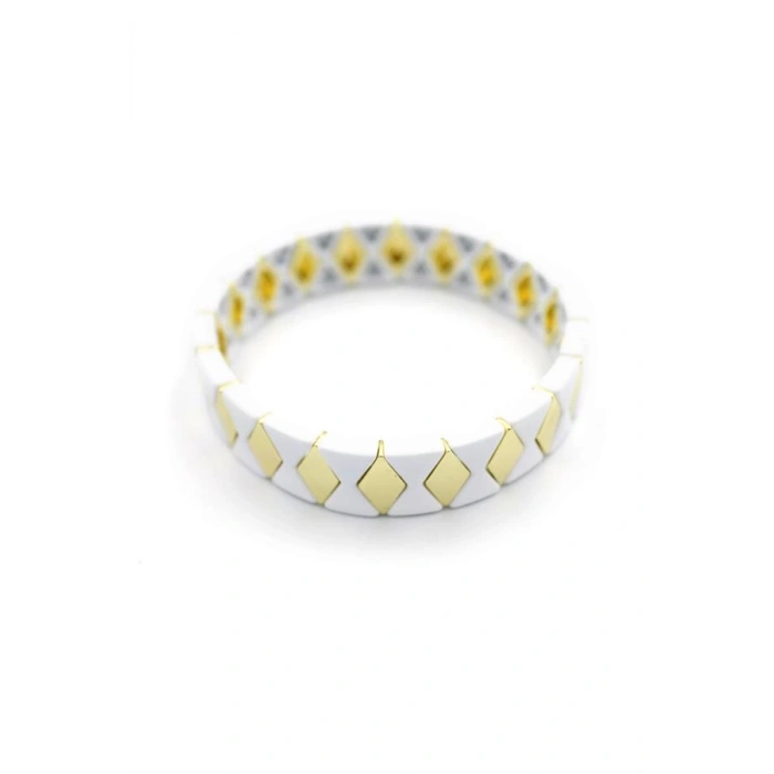 Lastikli Porselen Bilezik - Beyaz