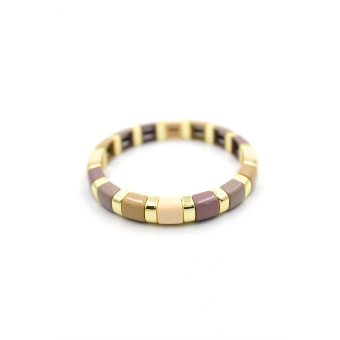 Lastikli Porselen Bilezik - Kahverengi