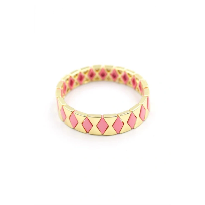 Lastikli Porselen Bilezik - Pembe