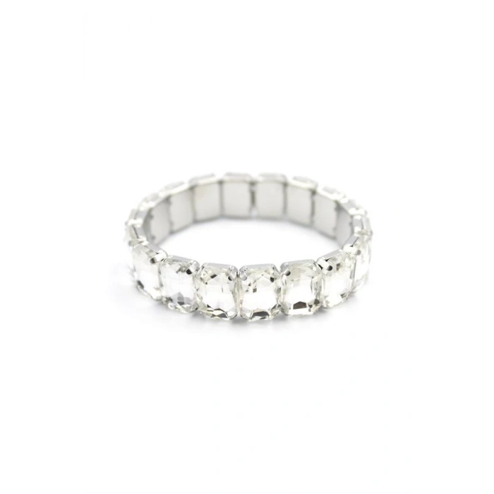 Lastikli Taşlı Bilezik - Beyaz