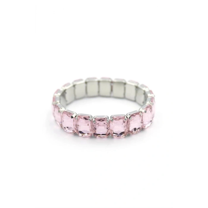 Lastikli Taşlı Bilezik - Pembe