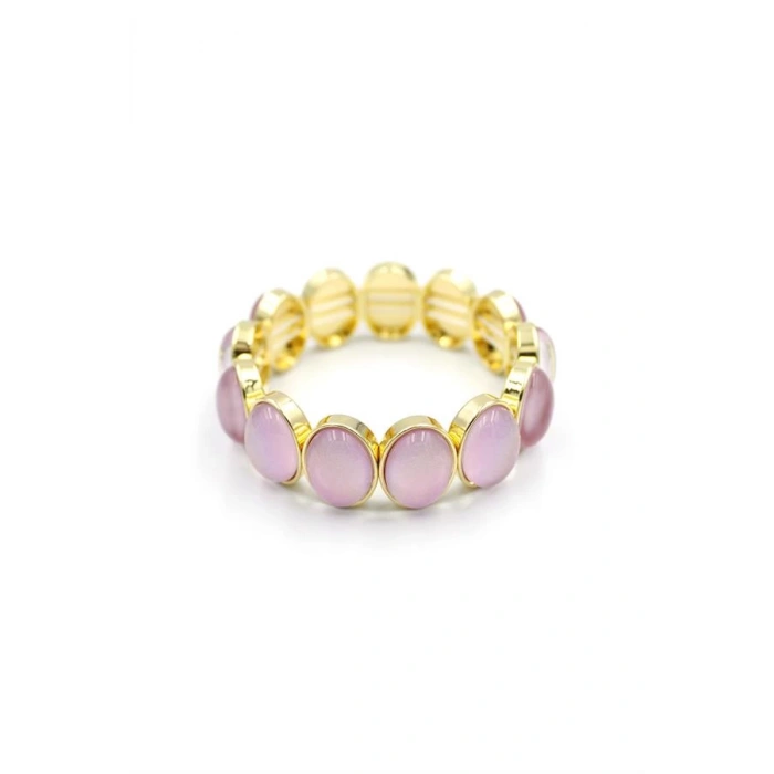 Lastikli Taşlı Bilezik - Pembe