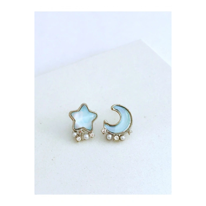 Mavi Ay ve Yıldız Küpe