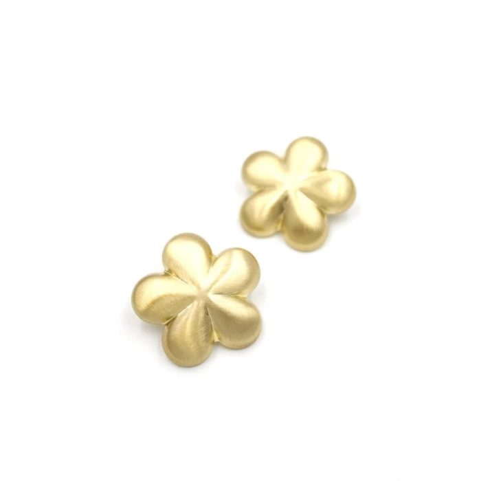 Metal Çiçek Küpe - Altın