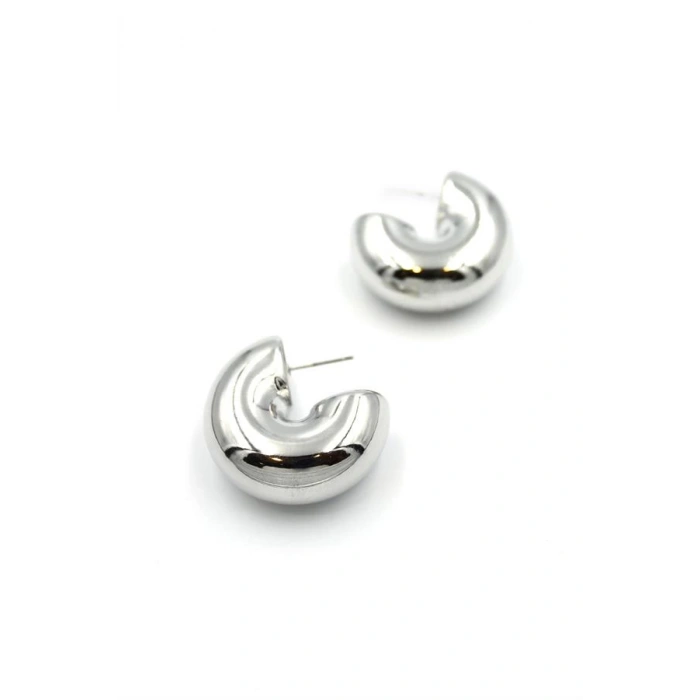 Metal Halka Küpe - Gümüş