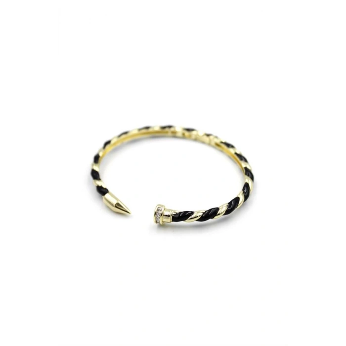 Mineli Çivi Bilezik - Siyah