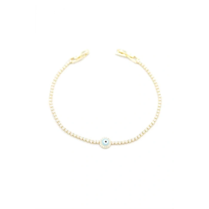 Mineli Göz Taşlı Bileklik - Altın