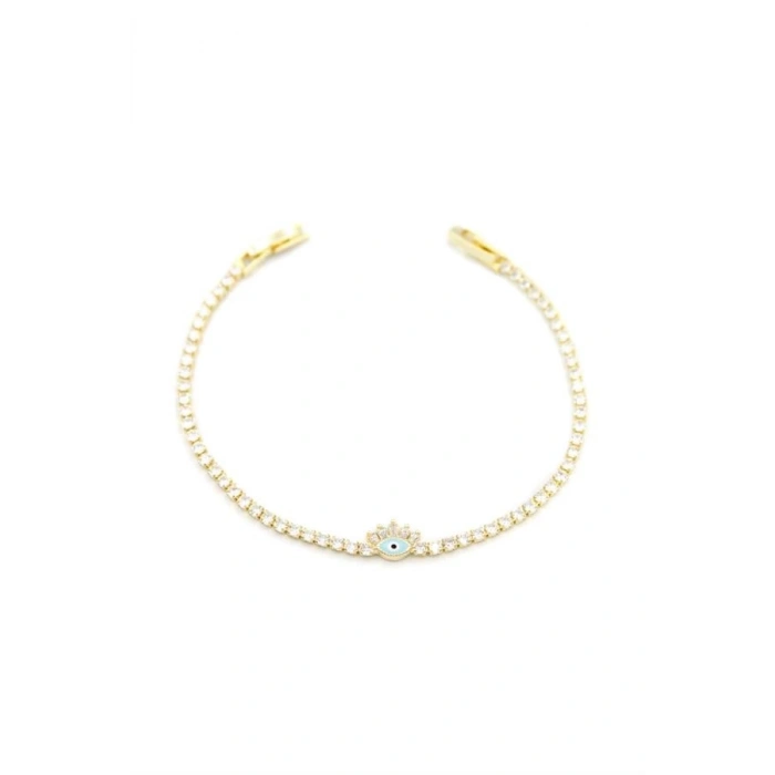 Mineli Göz Taşlı Bileklik - Altın