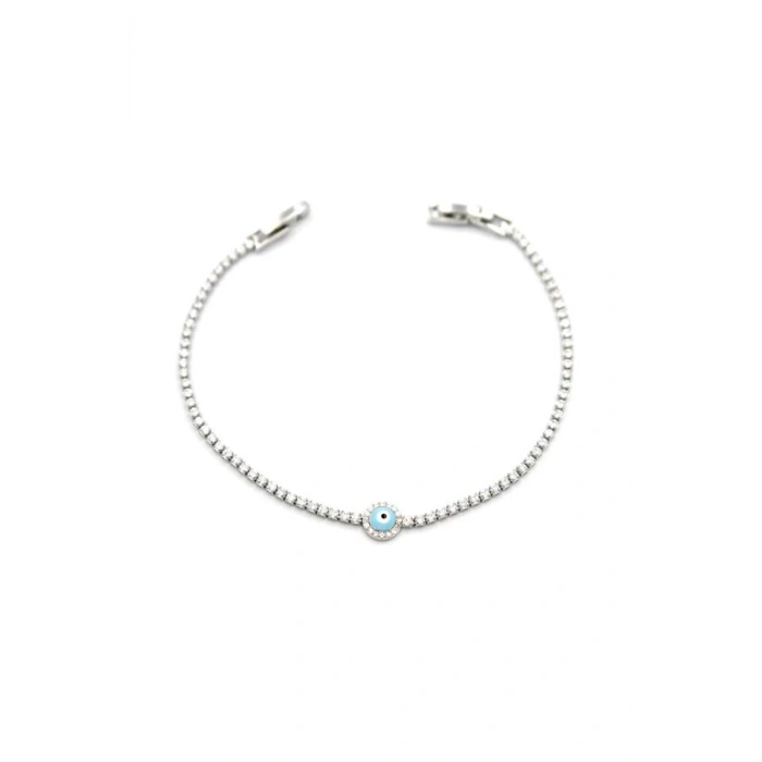 Mineli Göz Taşlı Bileklik - Gümüş