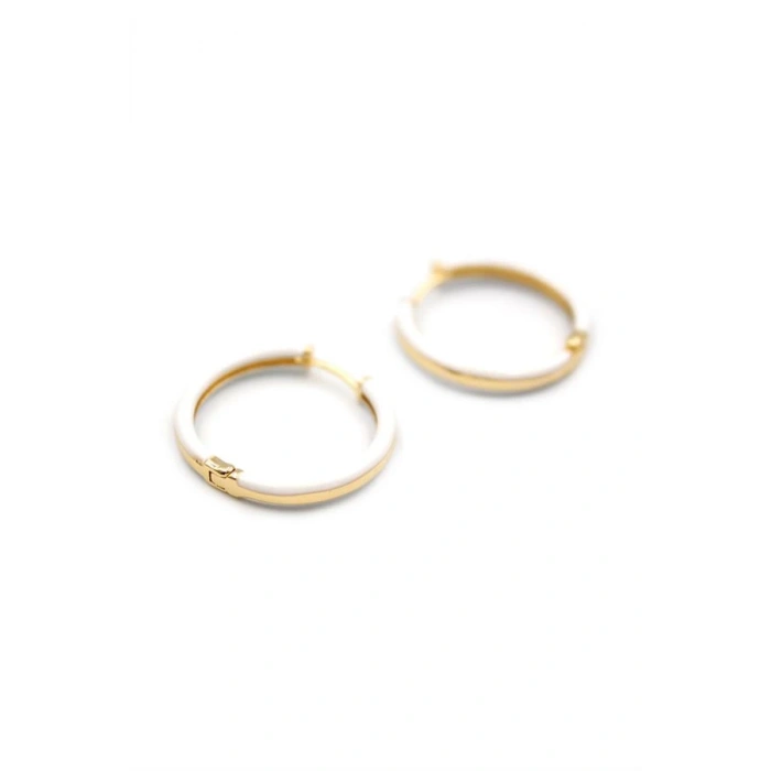 Mineli Halka Küpe - Beyaz