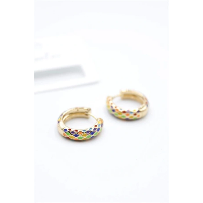 Mineli Halka Küpe - ÇOK RENKLİ