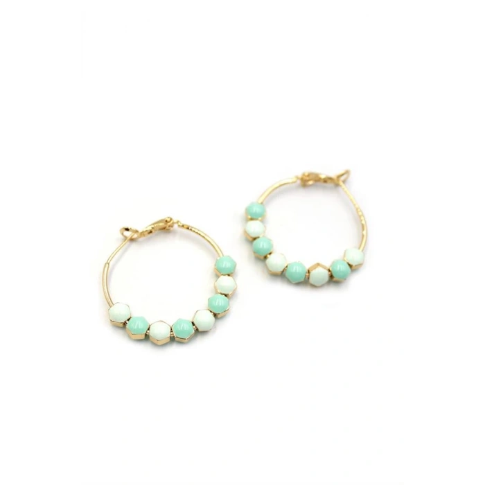 Mineli Halka Küpe - Turkuaz