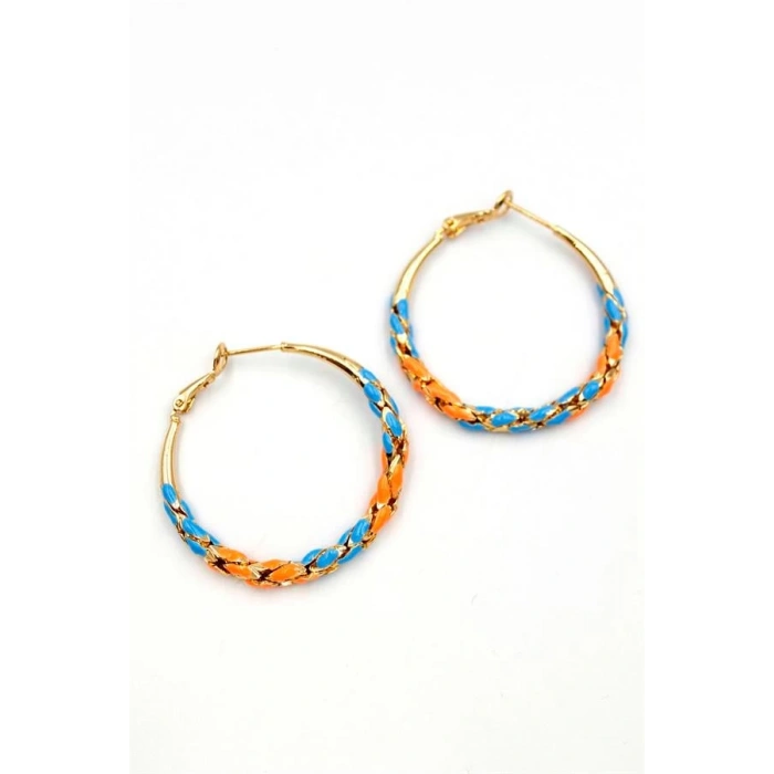 Mineli Halka Küpe - Turuncu